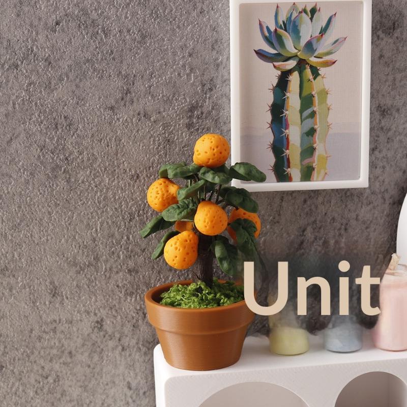 Miniature Orange Tree Potted Plant Ornament 1:12 Dollhouse Fruit Tree Bonsai Decoration Model Toy Micro Landscape Photo Props
