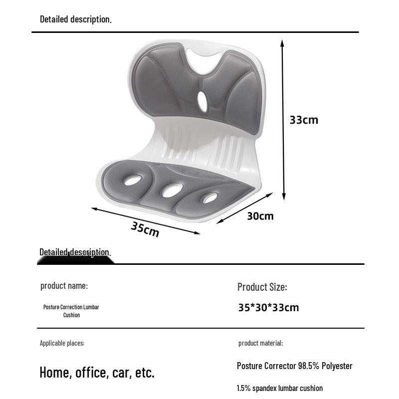 Ergonomic Lumbar Support Cushion & Posture Corrector with Cervical Traction for Office Use