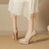 - Scarpe con tacco alto a spillo con tacco sottile e punta arrotondata, da donna, con temperamento sexy, impermeabili, con plateau, scollatura bassa, a quadri, super tacco alto, scarpe singole da donna