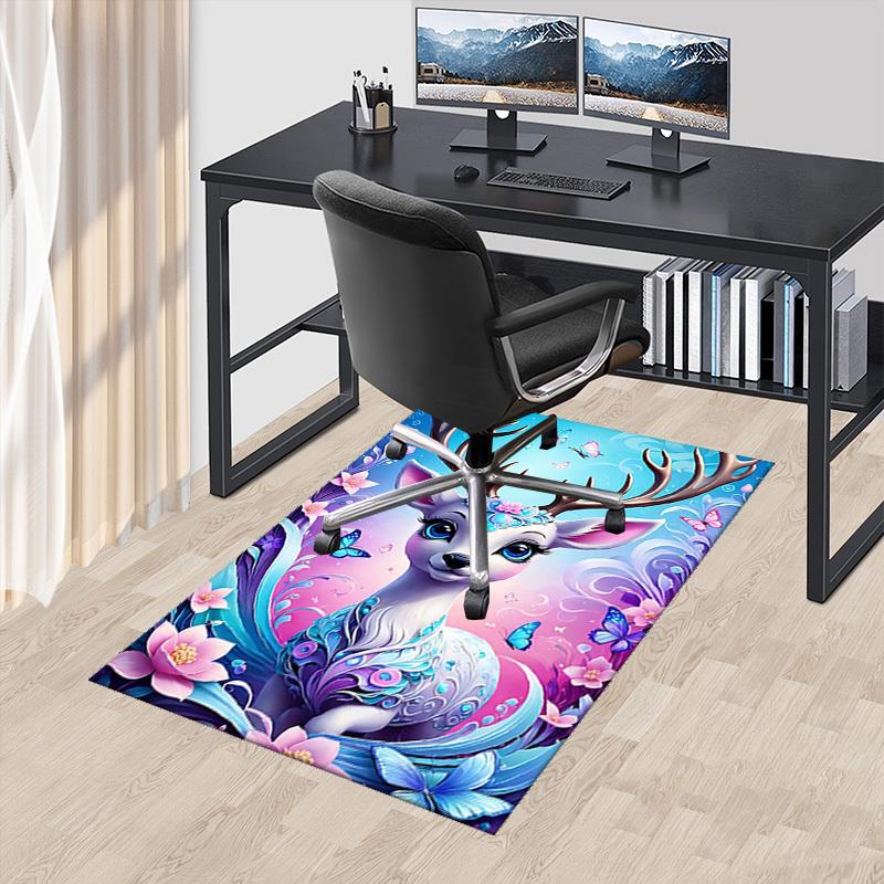 

1pc Anime Deer Chair Mat: Fantasy Floral Design, Non-Slip Carpet for Office and Home Decor - Perfect Gift for Anime Lovers.H066 60cm by 90cm