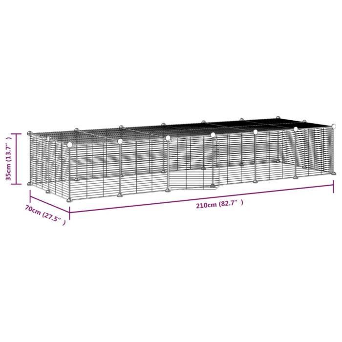 3114059 vidaXL Cage animaux de compagnie à 28 panneaux et porte Noir 35x35 cm