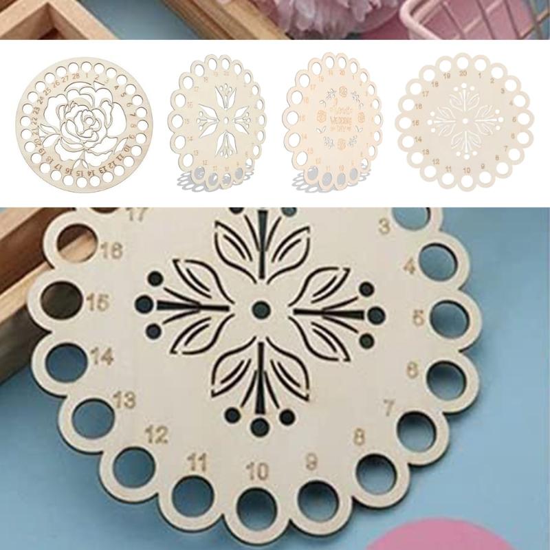 4Pieces Wood Stitching Thread Holder Disc Numbered Embroidery Floss Thread Organiser Embroidery Thread Dispenser Disc