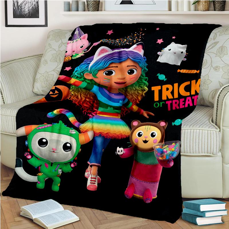 3D Kawaii Gabbys Dollhouse Cartoon Girl Gift Blanket,Soft Throw Blanket for Home Bedroom Bed Sofa Travel Picnic Cover Kids