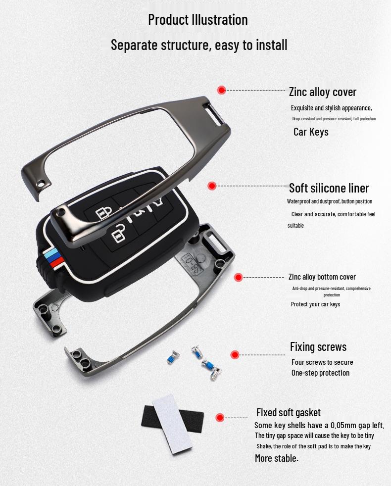 BAIC Senova d50/d60/d70 Key Case Set with Logos for Zhixing x55/x65 and Beijing x5