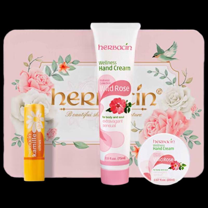 Herbacin Kamille Hand Cream & Rose Lip Balm Gift Set