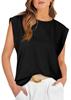 Women's Round Neck Sleeveless Cap Shoulder Loose Fit Elegant Commute Tank Top Solid Color Casual Tee