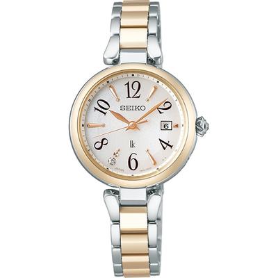 Seiko Dámské SSQW086 (Dámská metalová kapela LUKIA Grow solárním rádiem řízená) Kulaté hodinky analogové