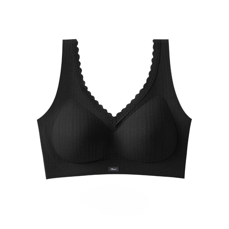 Cool Seamless Wide Strap Tank Bra, Skin-Friendly Lifting Anti-Sag Side Support Wireless Women s Bra M чёрный