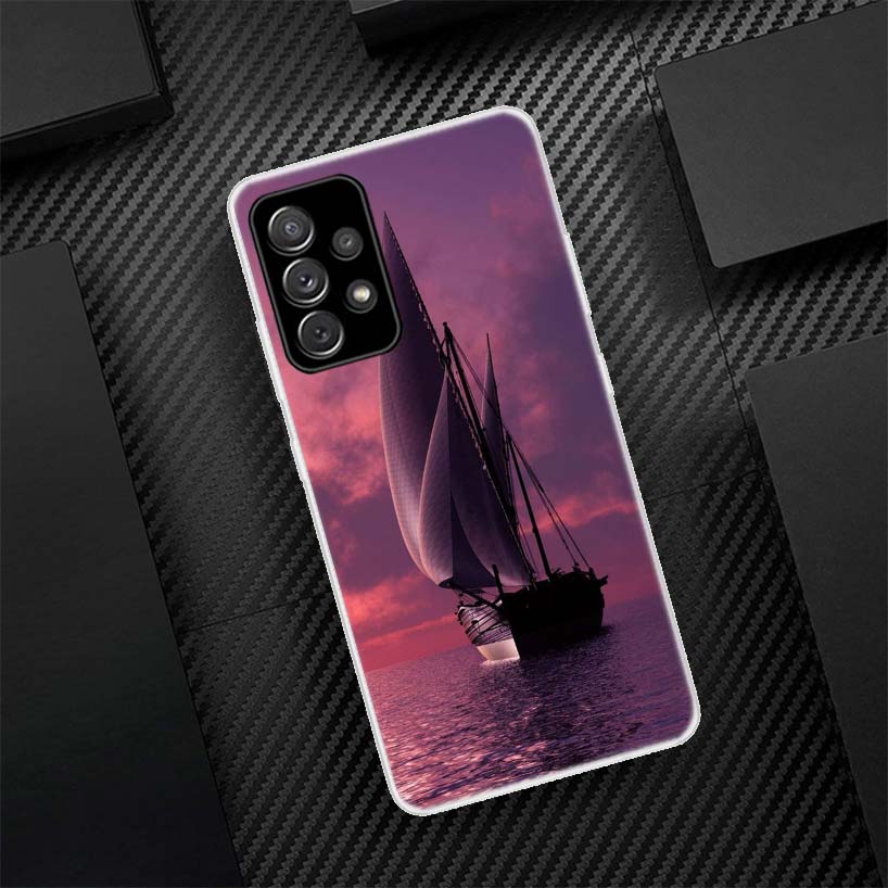 Sailing Boat Phone Case For Samsung Galaxy A55 A54 A52 A53 A15 A14 A12 A13 A25 A24 A22 A23 A35 A34 A32 A33 A04S A02S A03S Call P
