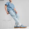 Puma Mmq Series Solid Color Button Minimalist Casual Loose Short Sleeve Shirt Men shirts Zen-Blue 624016-20