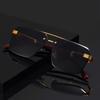 Luxury Frameless Fashion Glasses for Men and Women, Imitation Wood Grain Temple Tips, Perfect Choice, Versatile Comfortable