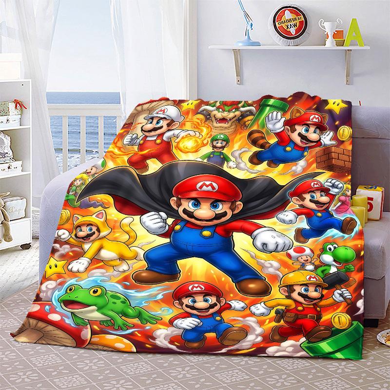 Super Mario Decorative Flannel Blanket Soft Warm Throw Cozy Blanket for Sofa Bed Home Decor -QJY