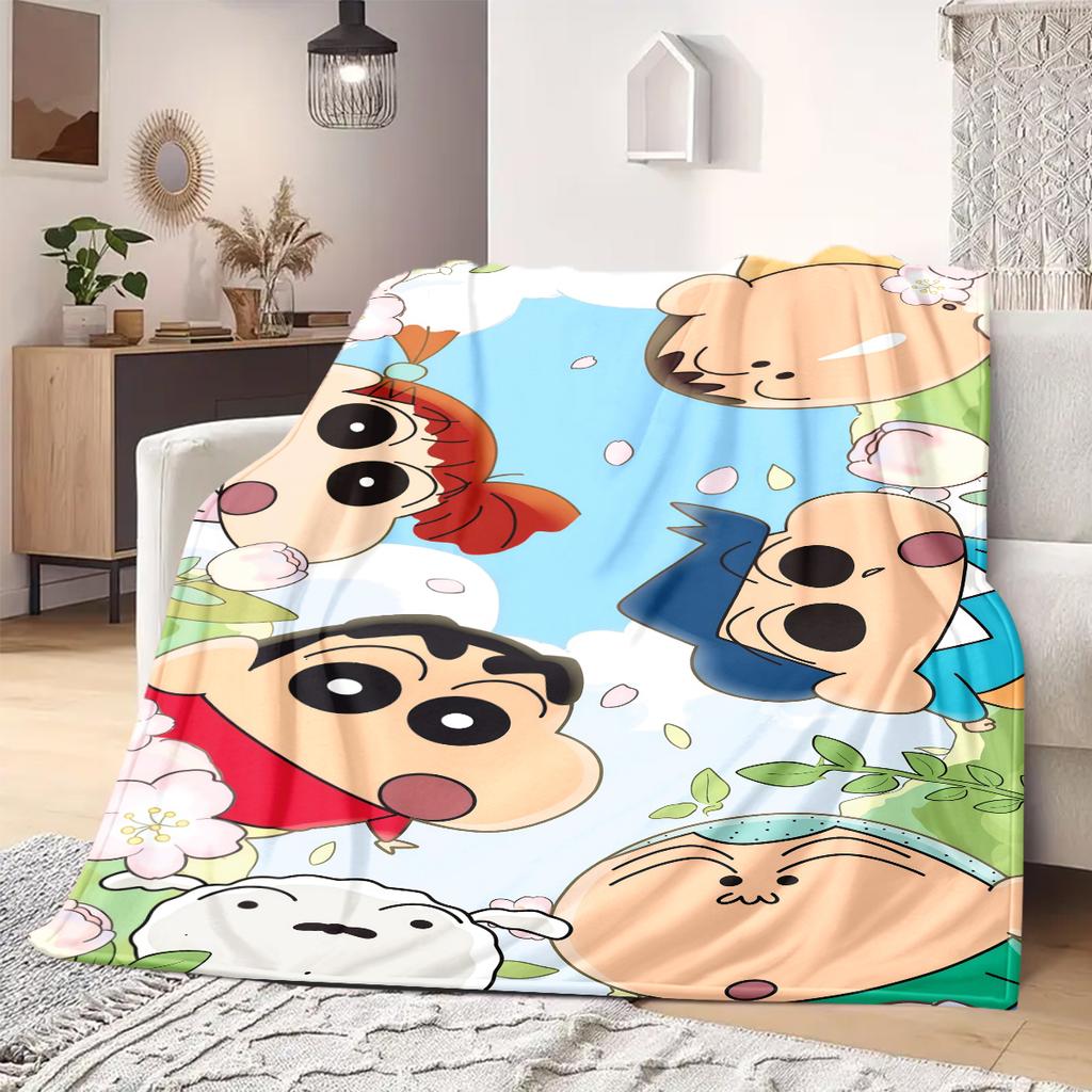 Koc z nadrukiem anime Shinchan Ciepły Komfortowy Koc flanelowy Odpowiedni do sypialni, sof, łóżek, krzeseł, na pikniki, podróże