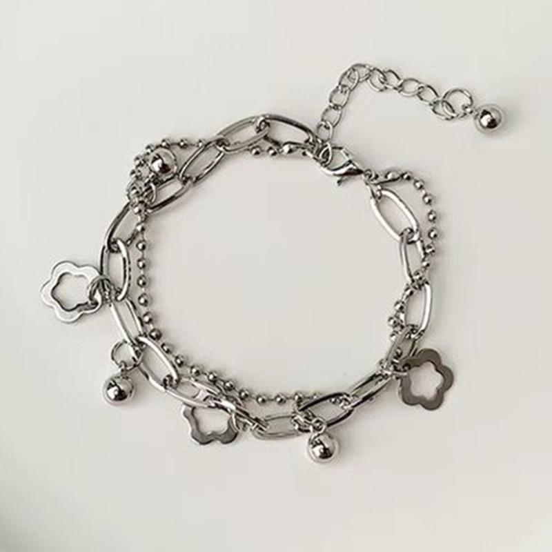 Fashion Hollow Flower Charm Bracelets Multilayer Bangle Jewelry for Women Girls