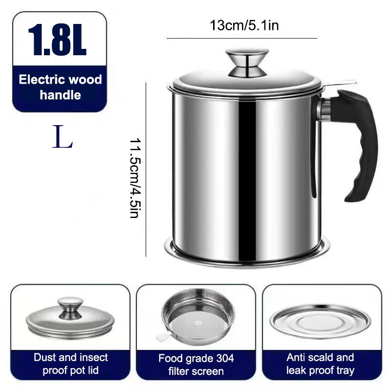 

Фильтр для масла с мелкой сеткой, быстрая фильтрация с крышкой, нержавеющая сталь, жарка бекона, жир, масло, контейнер для хранения кухонных принадлежностей L