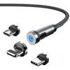 Magnetic 3-in-1 Rotating Type-C Charging and Data Cable with Elbow and Straight Bend