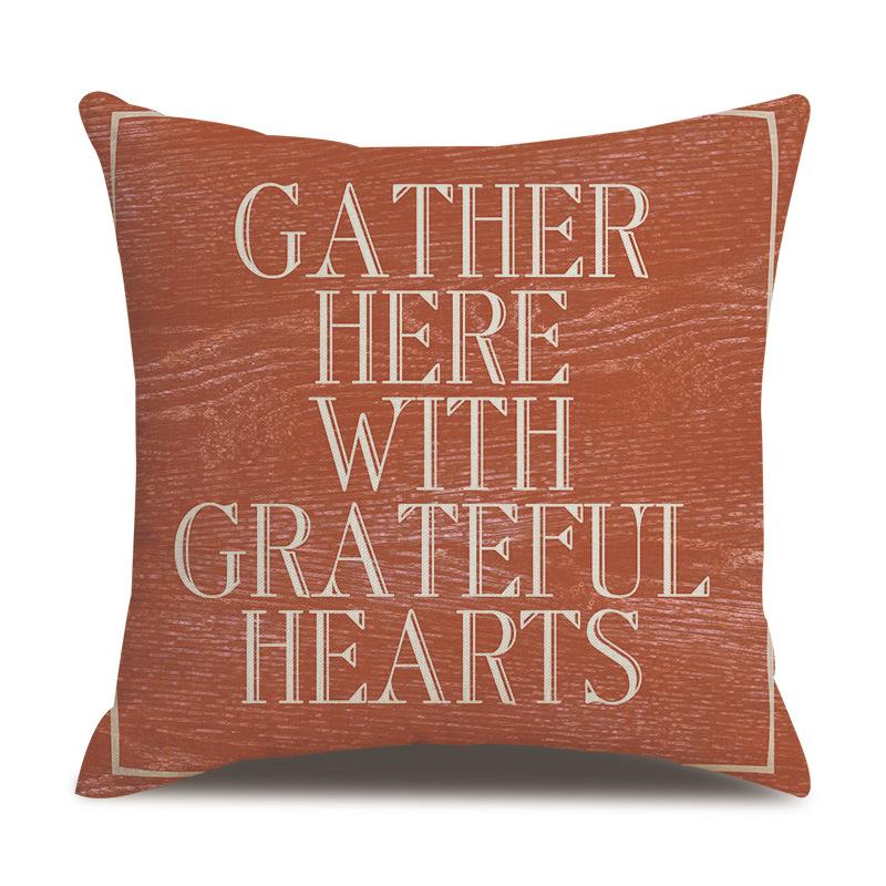 Thanksgiving Linen Pillowcase Autumn Pumpkin Print Pillow Cushion Cover
