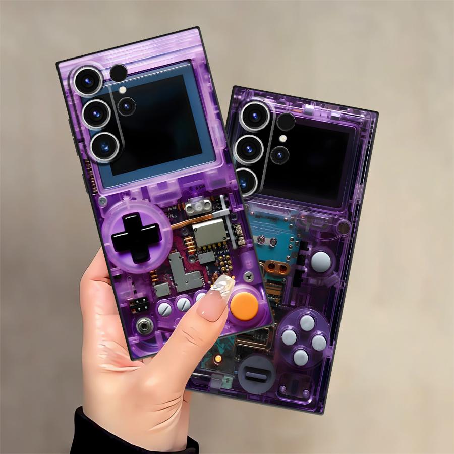 Purple Gaming Console Case for Samsung Galaxy S21 FE S24 Plus S23 Ultra S25 Edge S20 Black Soft Phone Cover