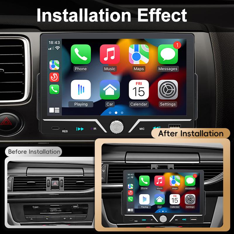 7inch 1Din Car Radio MP5 Stereo Wireless Carplay Android Auto HD Touch Screen FM Receiver Support USB Type-C Multimedia Player