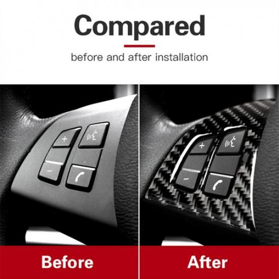 Car Accessories Carbon Fiber Steering Wheel Button Trim Sticker For BMW X5/E70