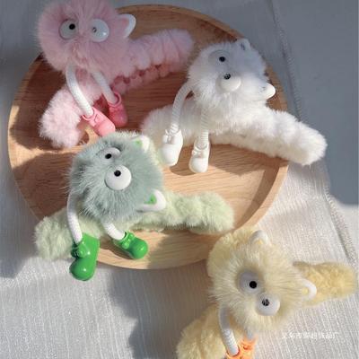 Winter Persönlichkeit lustig Plüsch Haarknäuel Greifspange Cartoon lange Beine kleine Kohlekugel Haargreifer Mädchen süße Haaraccessoires