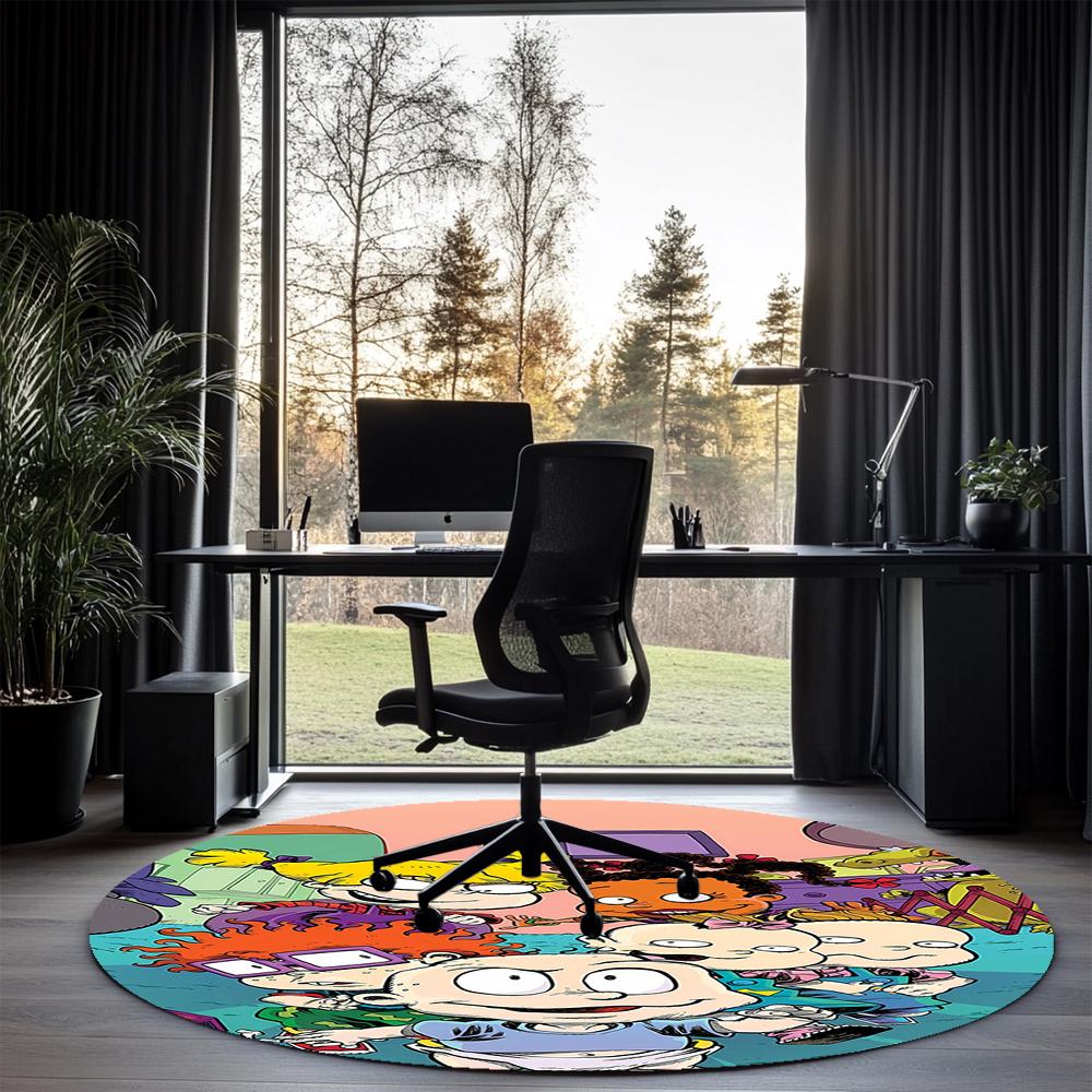 Rugrats Printed Round Rug Carpet Chair Rug Area Rug Entryway Doormats,for Office Chair Living Room Bedroom Kitchen Room.