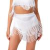 Women Salsa Latin Dance Performance Competition Costume Elastic Waistband Tiered Tassels Skirt