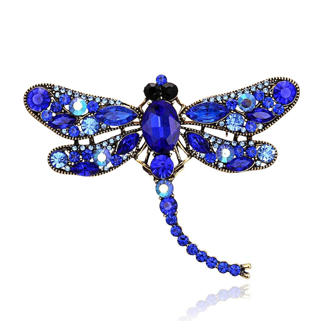 Vintage Corsage Pin Big Dragonfly Brooch Silk Scarf Buckle Diamond Animal Brooch