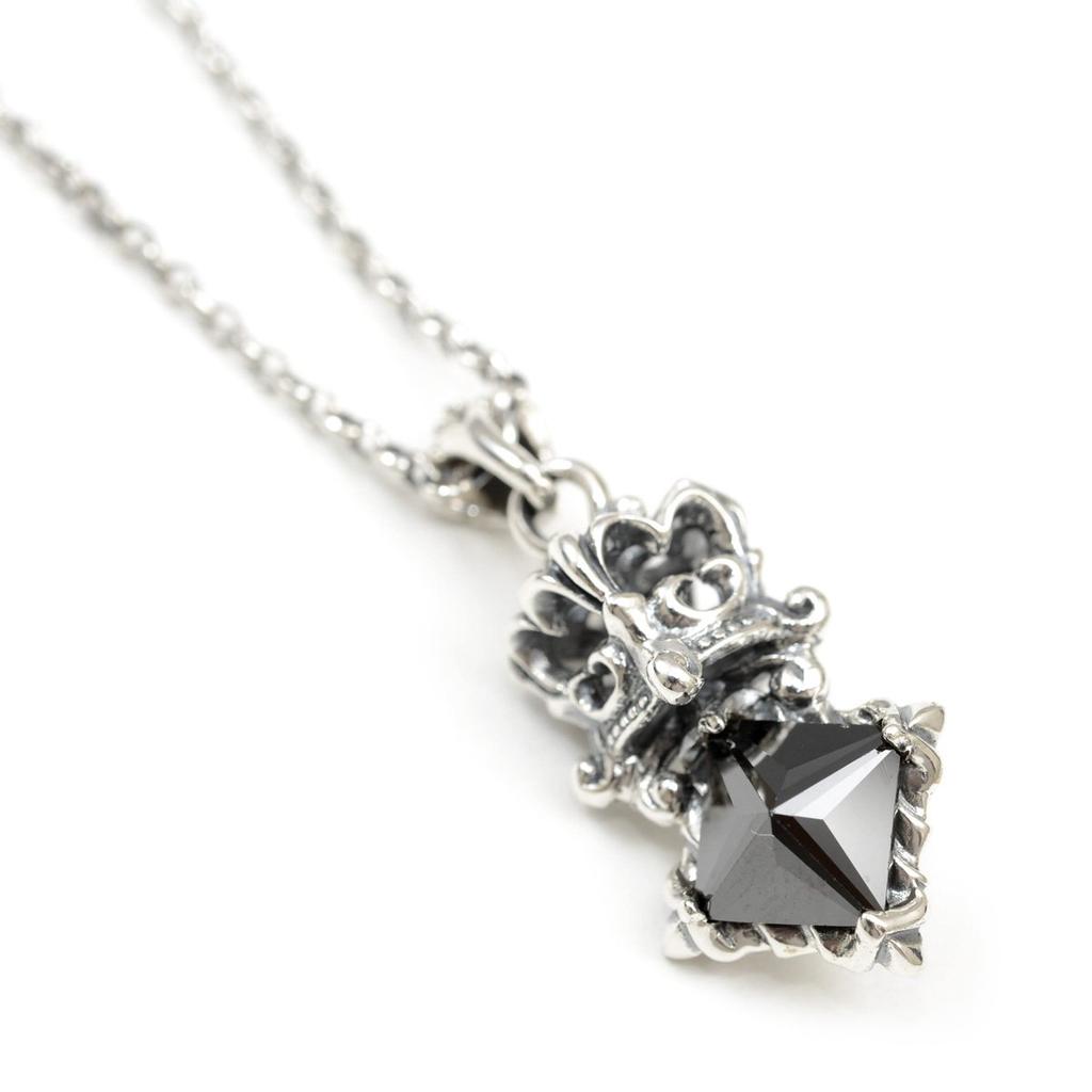 Silver 925 Onyx Necklace Crown Natural Stone Power Stone [Ishiki] [663svn]