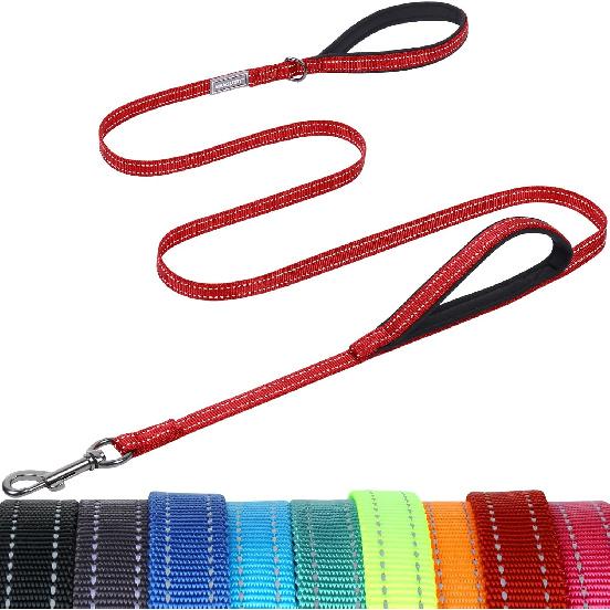 VIVAGLORY Twingrip Dog Leash, Double Handle Dog Leash for Training & Walking with Traffic Handle & 2 Loop, Traffic Control Reflective Heavy Duty for