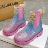 Modieuze Transparante Chelsea Regenlaarzen voor Dames: Stijlvol, Antislip, Waterdicht Rubber voor Buitenkleding
