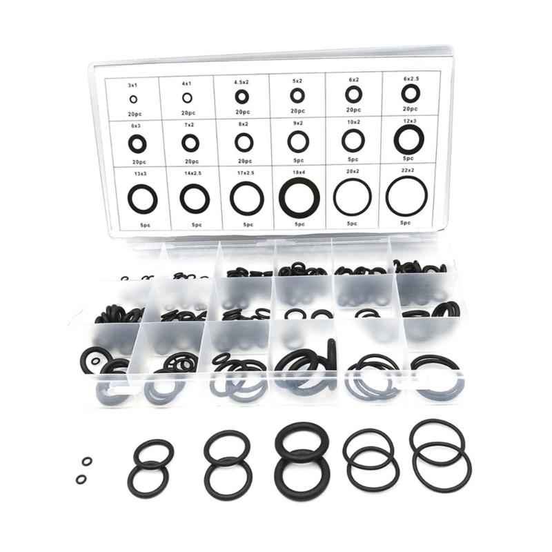 Black Rubber O Rings Assortment Set for Plumbing Garage Workshop Supplies for Car Faucet Pressure Plumbing Repair