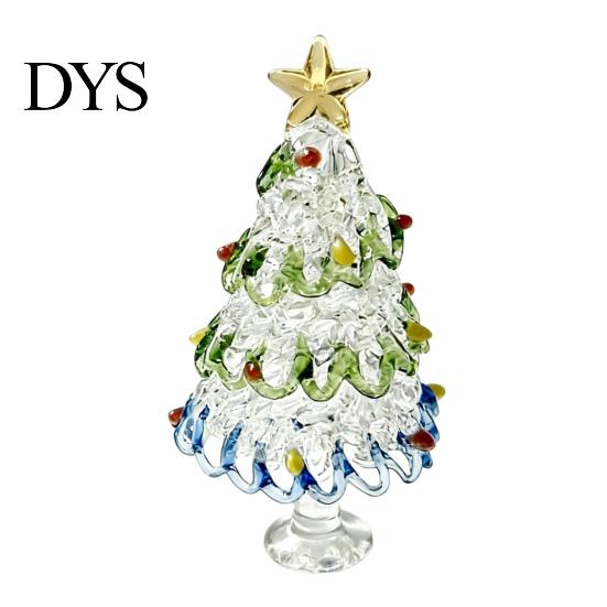 Glass Ornaments for Winter Decor Glazed Christmas Tree Figurine, Pulled Wire Desk Decor, Festive Table Centerpieces Holidays Mini Holiday Tabletop