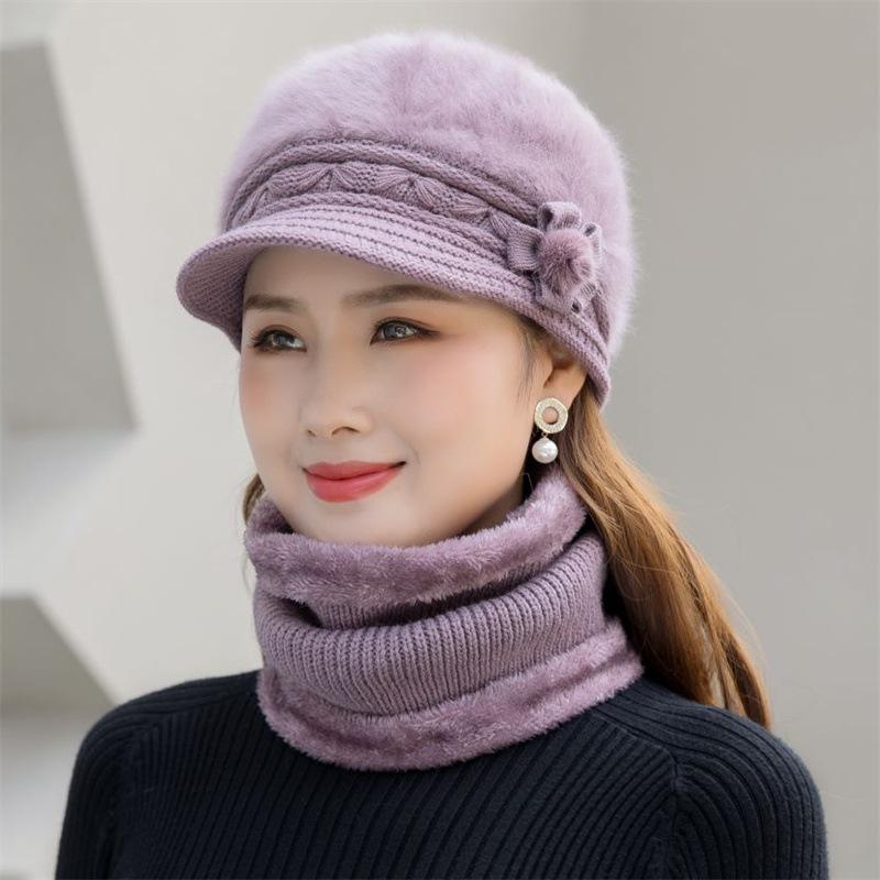 Hut Damen Herbst und Winter Strickmütze Warme Wollmütze Mode Verdickte Ohrenschützer Mütze Kaninchenhaar Mütze