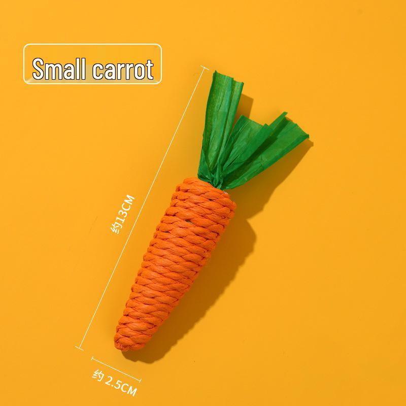 

Carrot Rope Chew Cat Teaser Toy with Sound Stone Design for Self-Entertainment and Boredom Relief