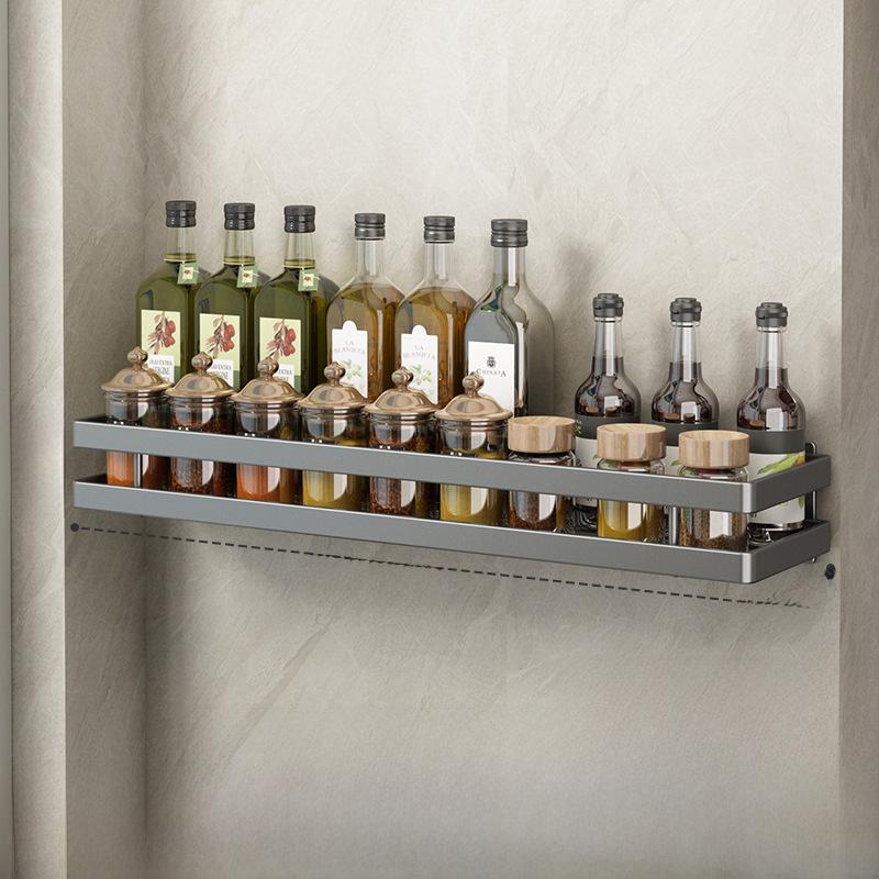 

Настенная кухонная полка для специй без перфорации с сетчатой корзиной