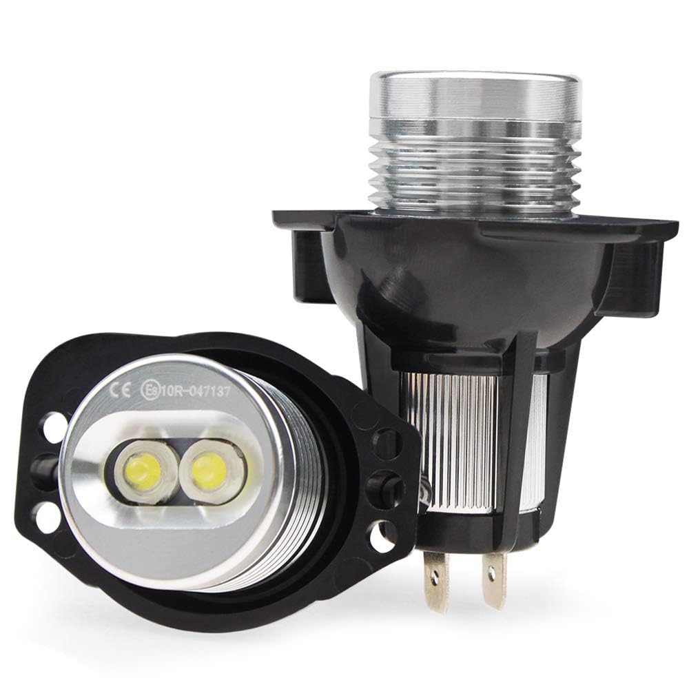 Angel Eye Headlight Compatible with BMW 3 Series and E91 models with Warning Light X-STYLE Bulbs, (E90 (pre-facelift) (pre-facelift) 2005-2008), 6W,