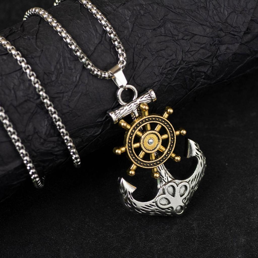 Retro europeiskt och amerikanskt halsband, street hiphop-hänge, retro medeltida båtankar-halsbandstillbehör