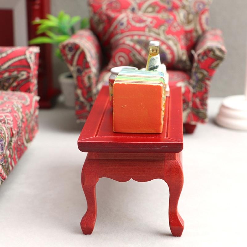 Exquisite Mini Wood Dessert Table Dolls House Furniture Miniature Furniture Decoration Model Exquisite Craftsmanship