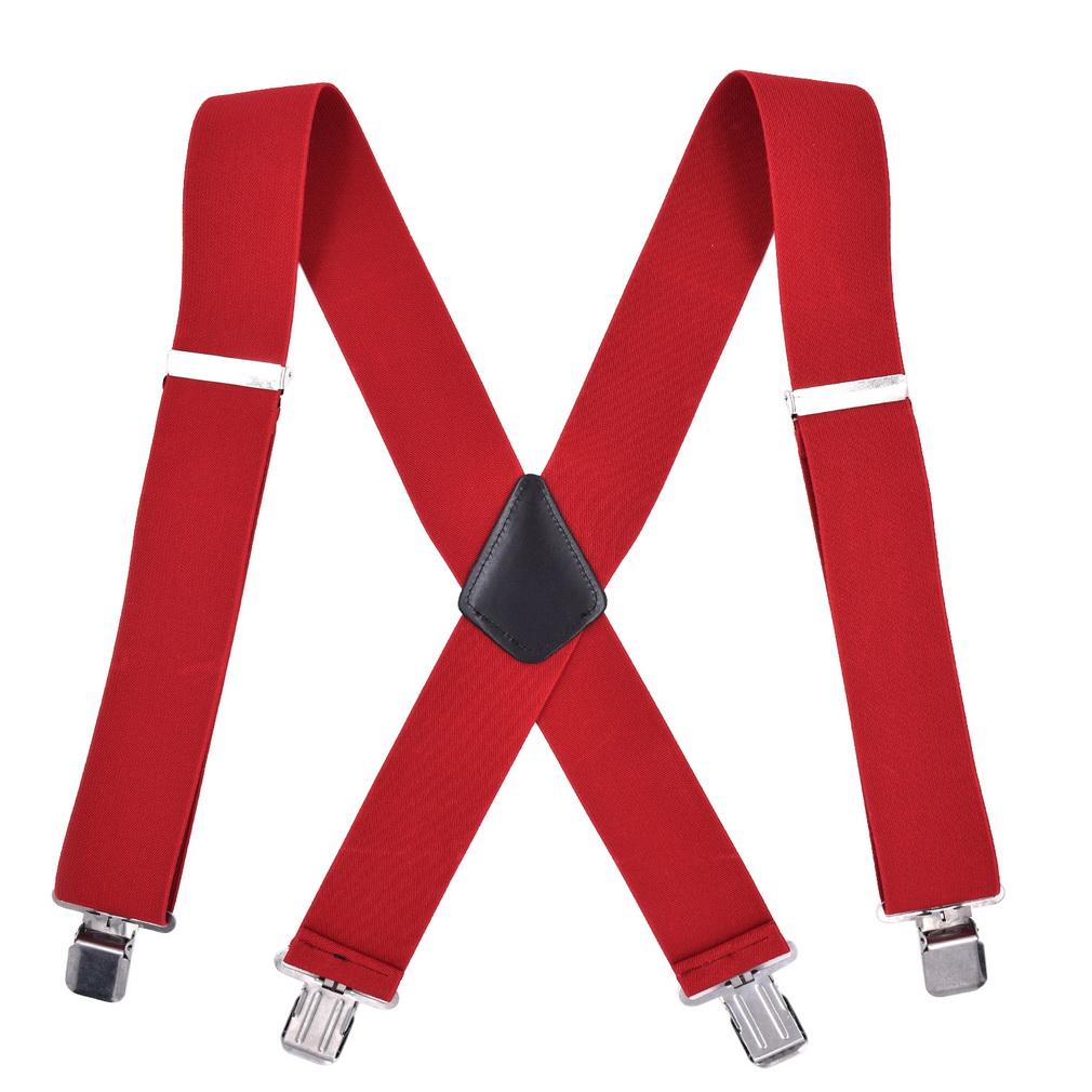 Men's 5CM Wide X-Back Suspenders Elastic 4 Clips Heavy Duty Adjustable Braces