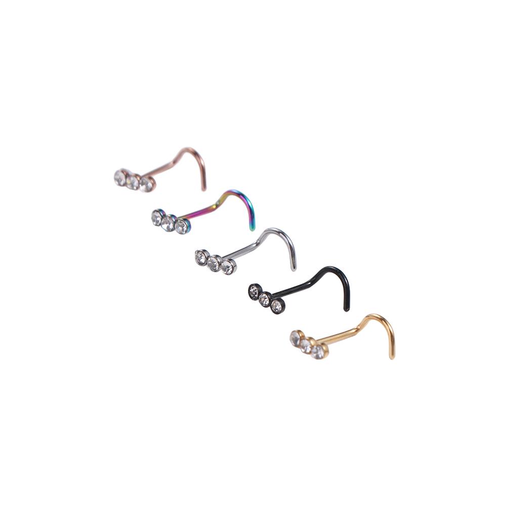 Geometric Zircon Nose Screw Studs Opal Nostril  Goth   Daily