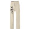 Men's Casual Loose And Comfortable Casual Pants Cotton Linen Printed Drawstring Trousers
