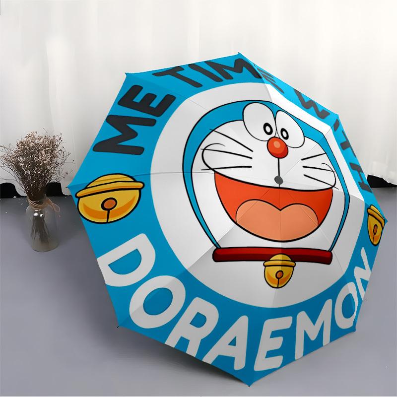 Doraemon Me Time Automatic Folding Umbrella with Sturdy Iron Frame, Portable Compact Travel Umbrella All-Season Use Parties 0807055