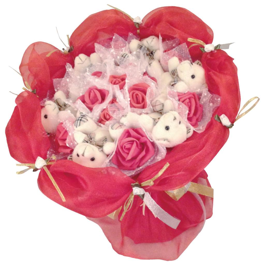 Q-FLA Bear Bouquet Beauty Mother's Day Gift Flower Bouquet Plush Toy Present B-49