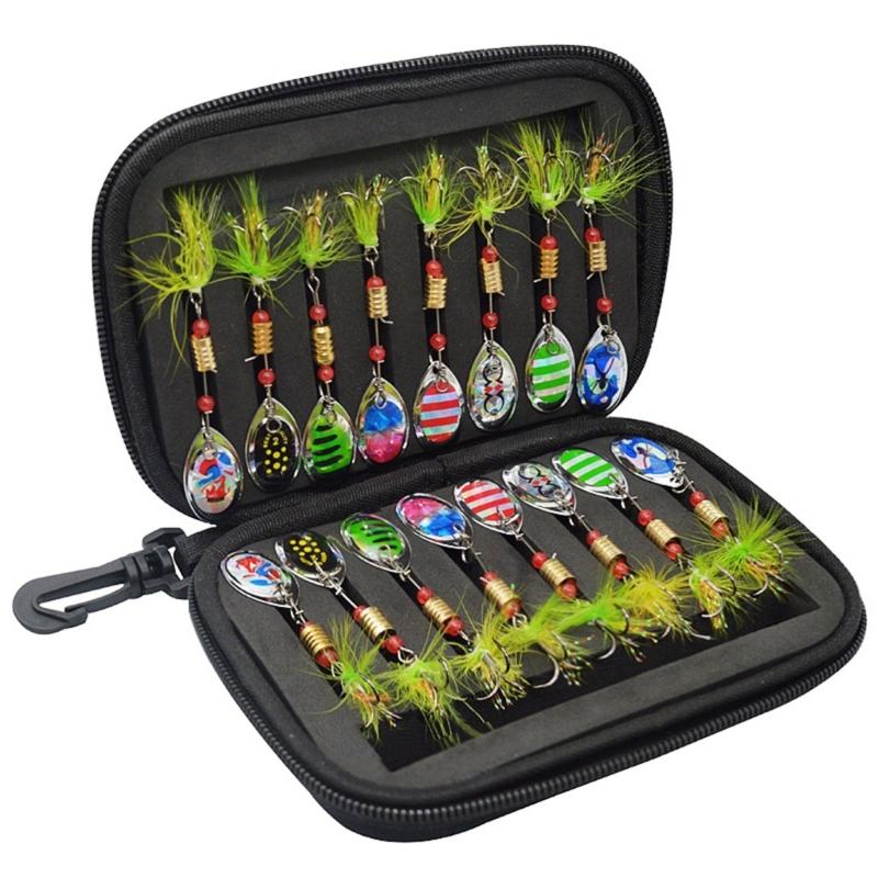 

16Pcs Colorful Metal Spinner Baits Set Trout Fishing Lures Sequins Baits with Hook Hard Metal Baits Crankbaits Endurin