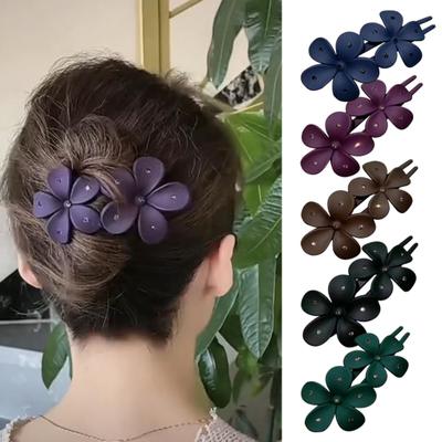 Damen-Haargriff, Blumen-Dekor, einfarbig, rutschfest, Haardekoration, mattierte Textur, Strass-Dekor, Anti-Riss, leichtes Haar-Styling-Werkzeug