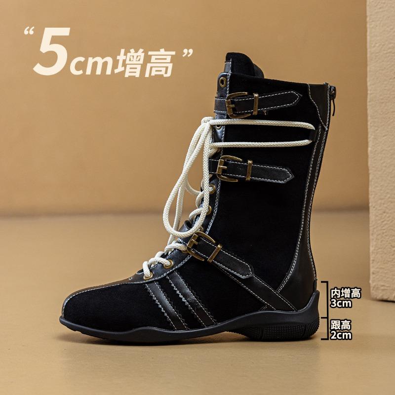 Retro small inner height increase Martin boots women's casual versatile fashion short boots boxing boots mid-range western boots