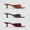 2026 Summer Square Open Toe Women Slippers Concise Slip On Thick Heel Dress Shoes Outdoor Daily Wear Slides Shoes