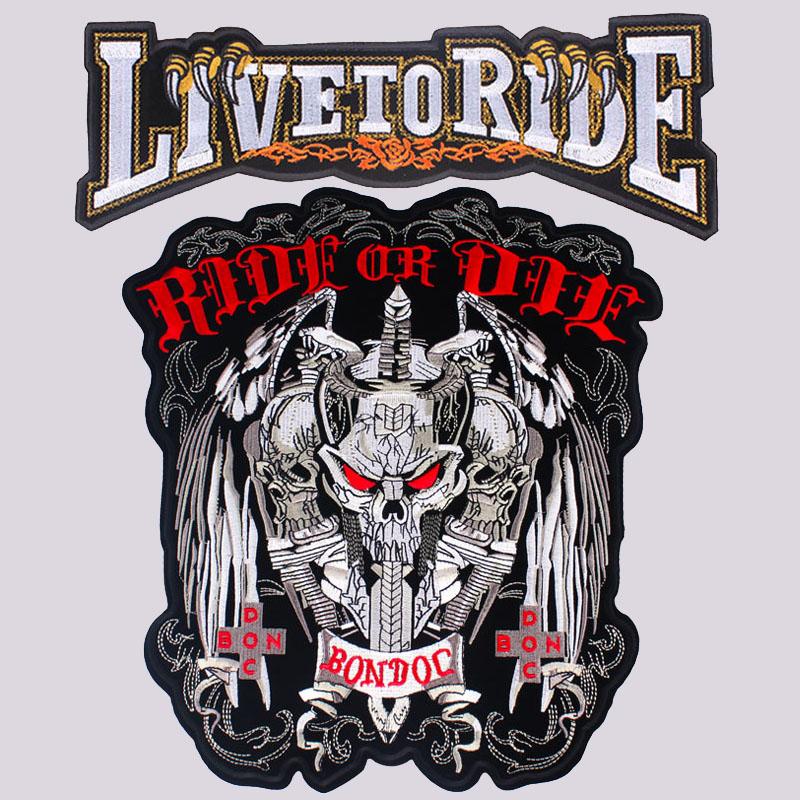 

Байкерская нашивка с черепом, большая нашивка с вышивкой, железные нашивки для одежды, вышитые на спине нашивки на одежде, куртки «сделай сам»