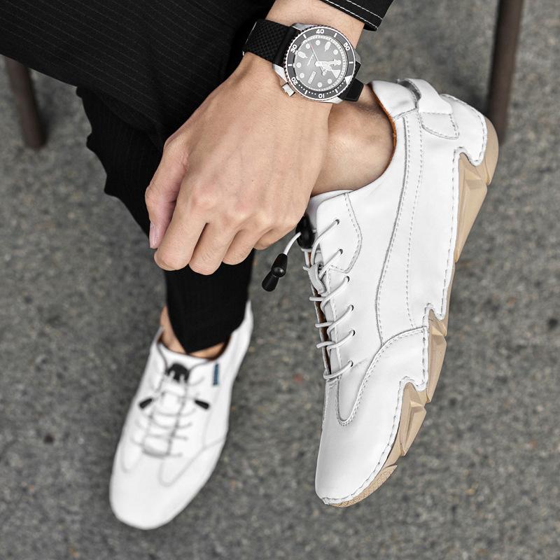 Chaussures de conduite respirantes pour hommes, nouvelles chaussures de printemps pour hommes, chaussures de mode pour hommes, chaussures décontractées en cuir pour hommes, chaussures en cuir blanches